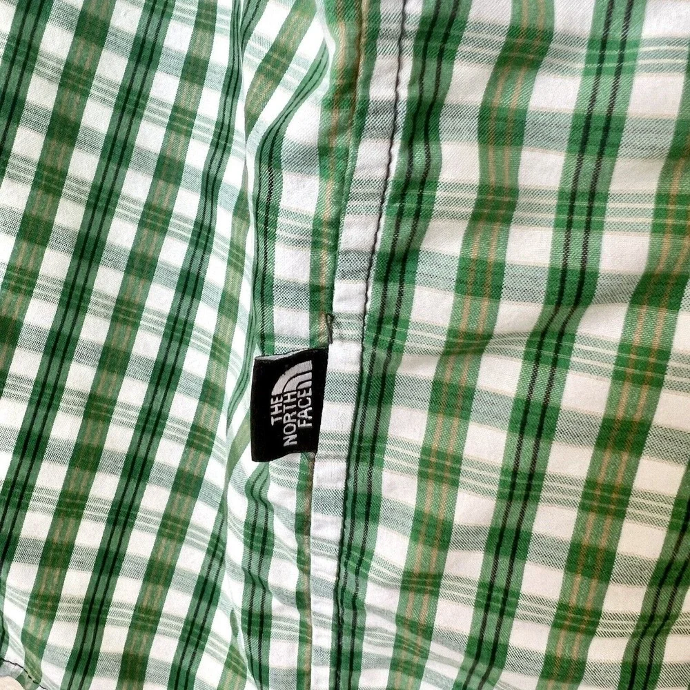 The North Face Shirt Mens XXL Green Plaid Short Sleeve Button Up Outdoor Vented